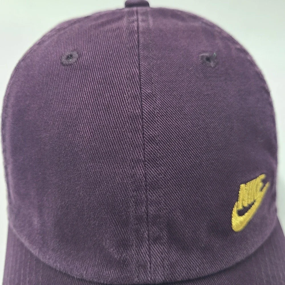 Nike Hat Strapback (Fits Small) Purple Gold Heritage86 Swoosh Logo Casual Cotton